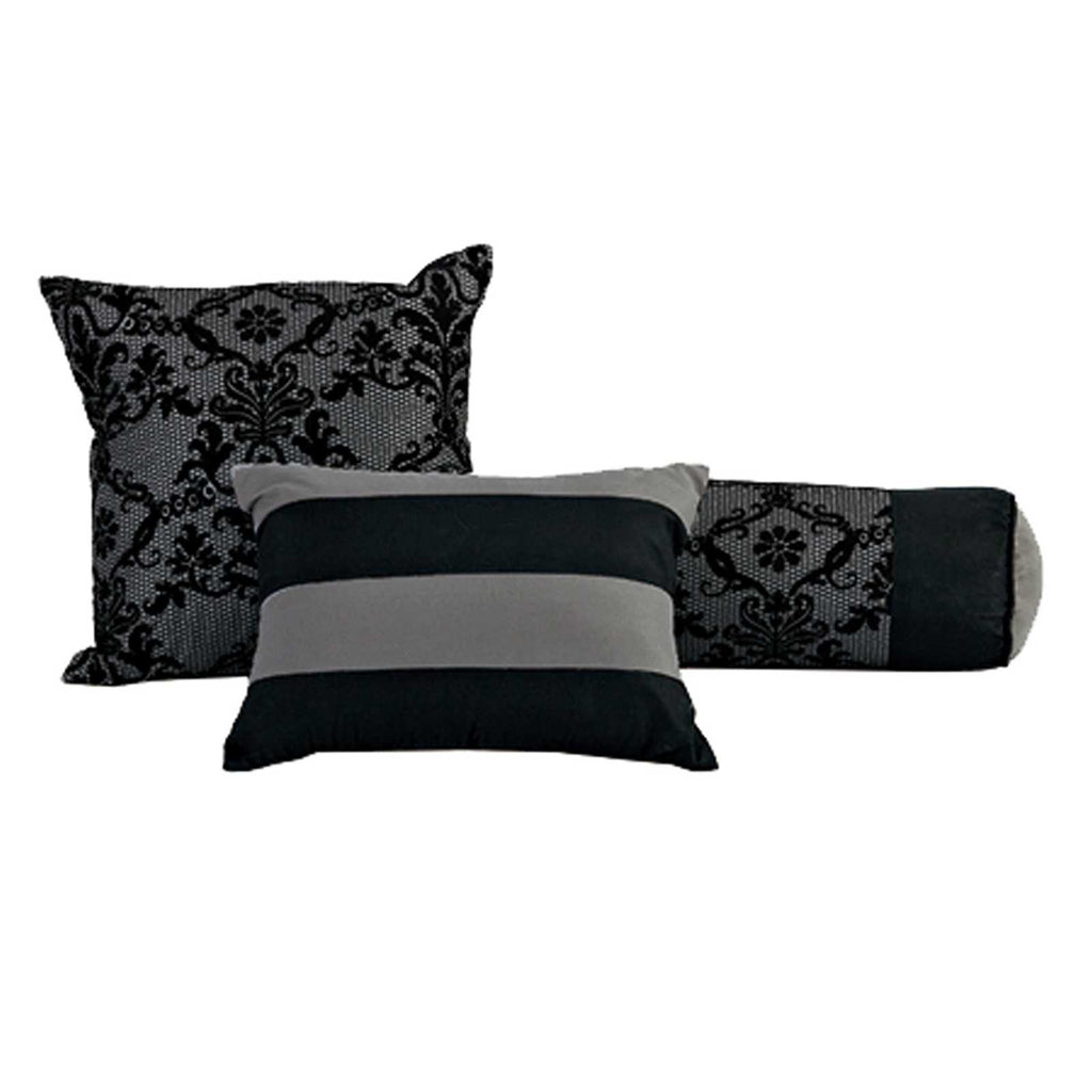 7-Piece Grey Deluxe Flocked Lace Premium Comforter Set, King