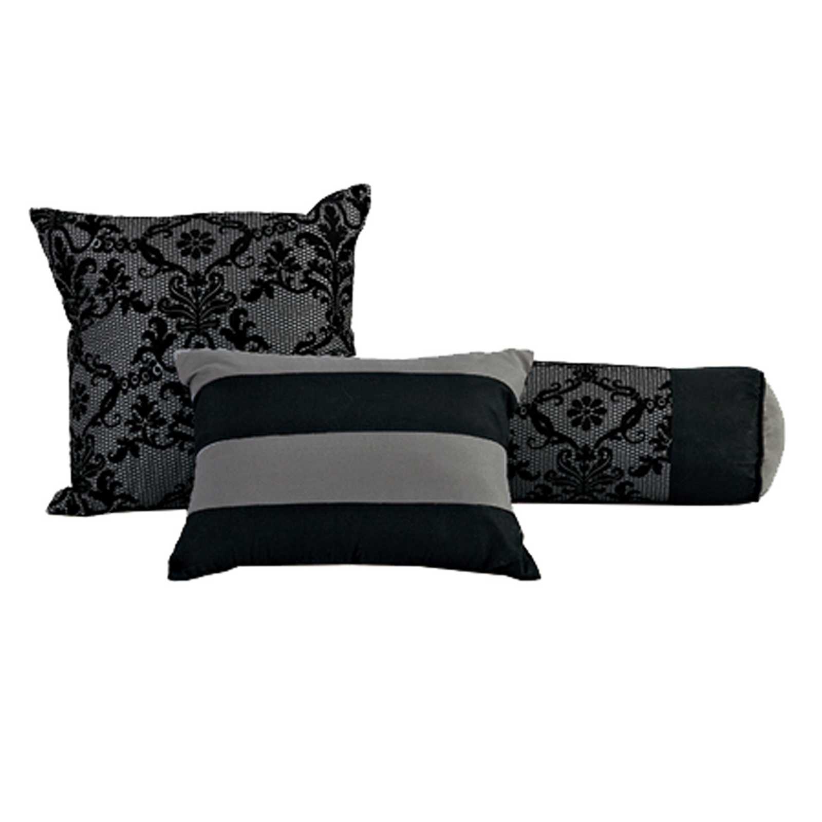 7-Piece Grey Deluxe Flocked Lace Premium Comforter Set, King