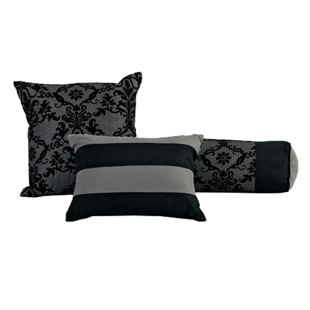 7-Piece Grey Deluxe Flocked Lace Premium Comforter Set, King