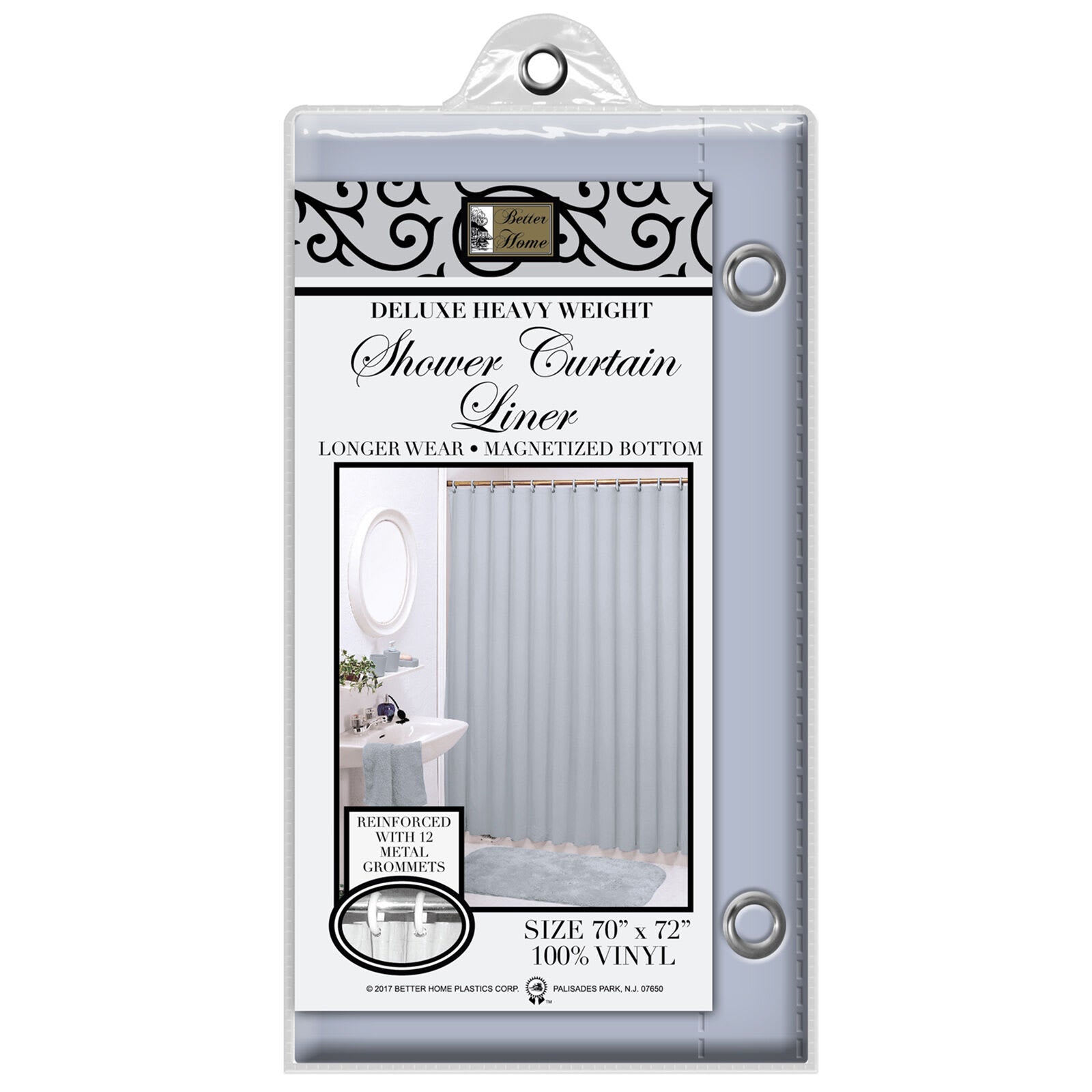 Grey Midweight Shower Curtain Liner, 72"