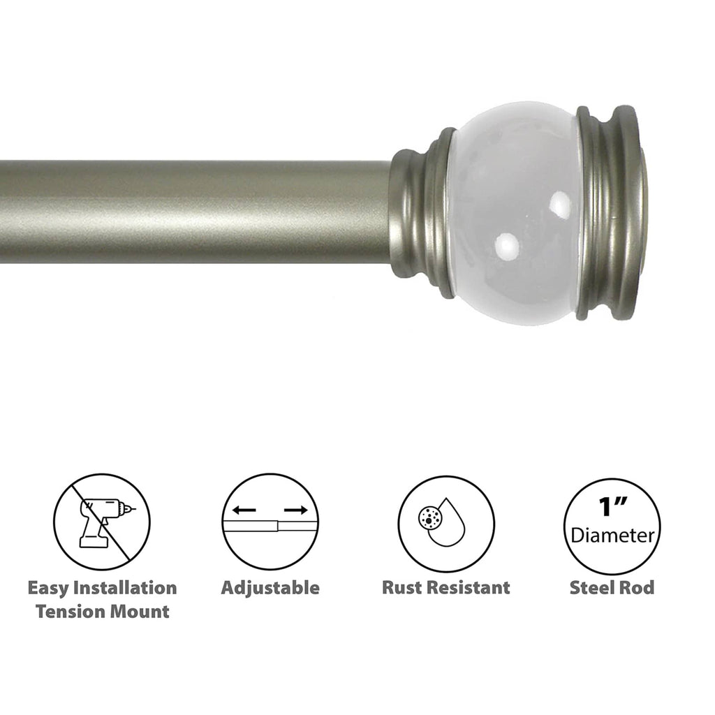 Nicole 1" Clear Shower Tension Rod, 41-72"