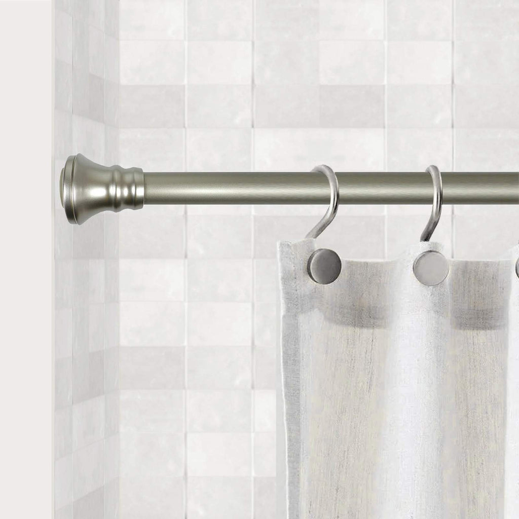 Holly 1" Nickel Finish Tension Shower Rod, 41-72"