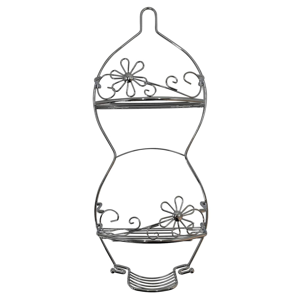 Grey Metal Floral Shower Caddy, 26"