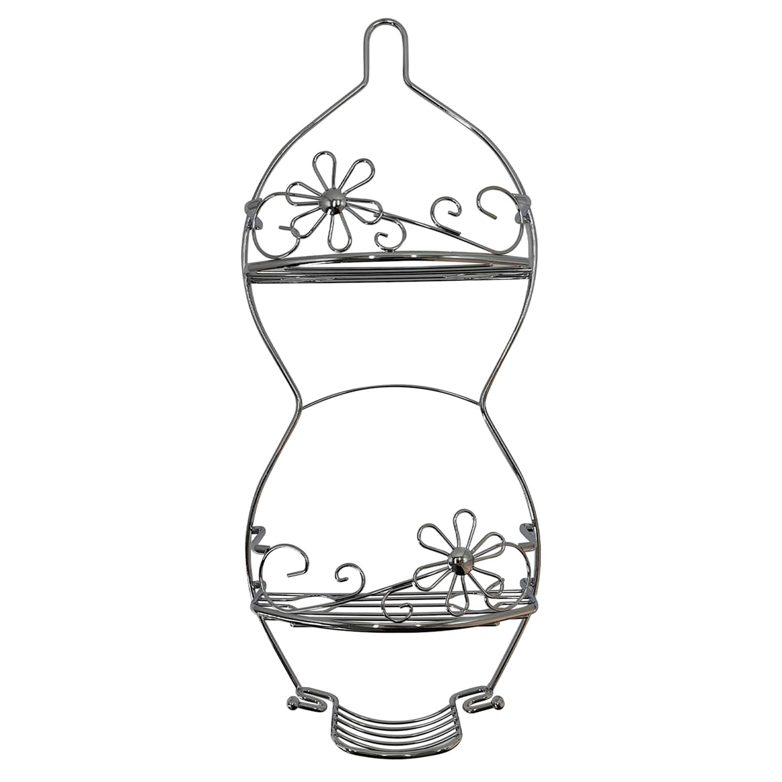 Grey Metal Floral Shower Caddy, 26"