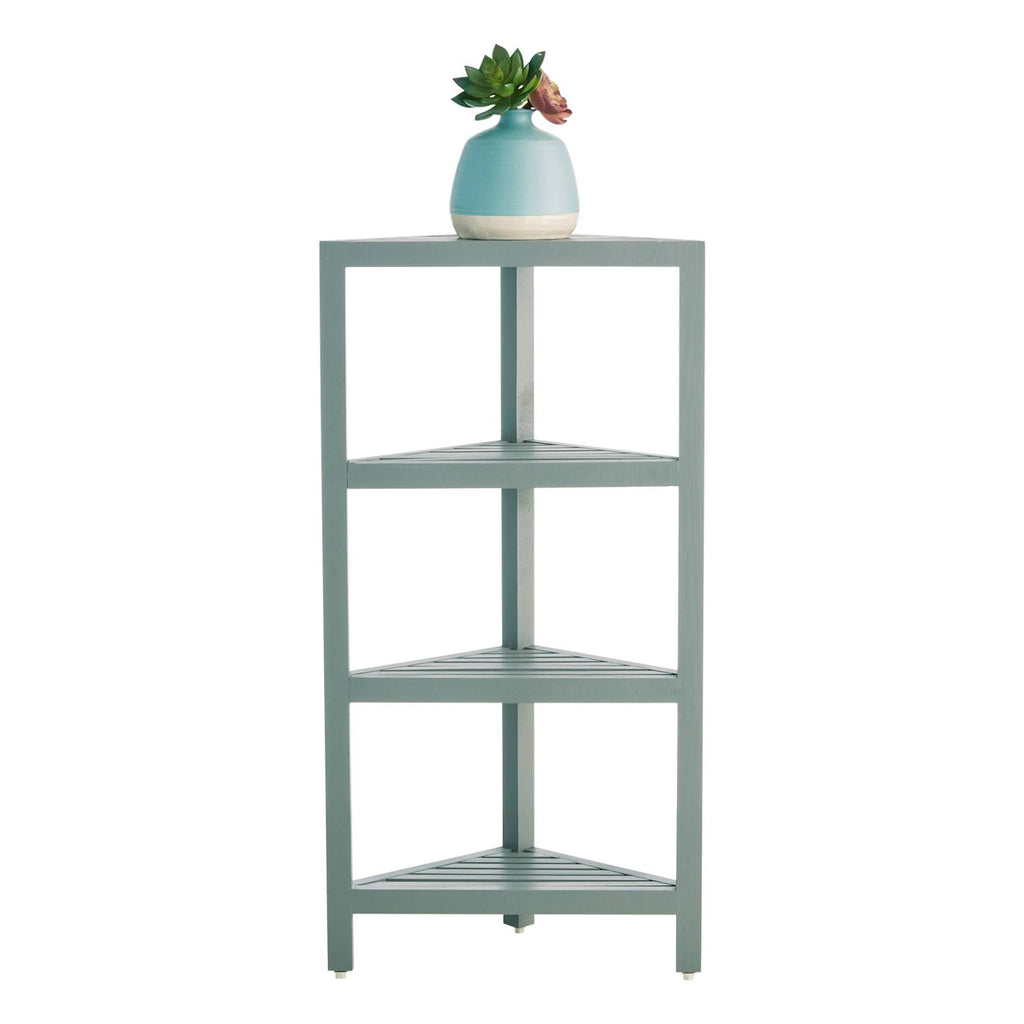 4-Tier Grey Wood Corner Storage Stand