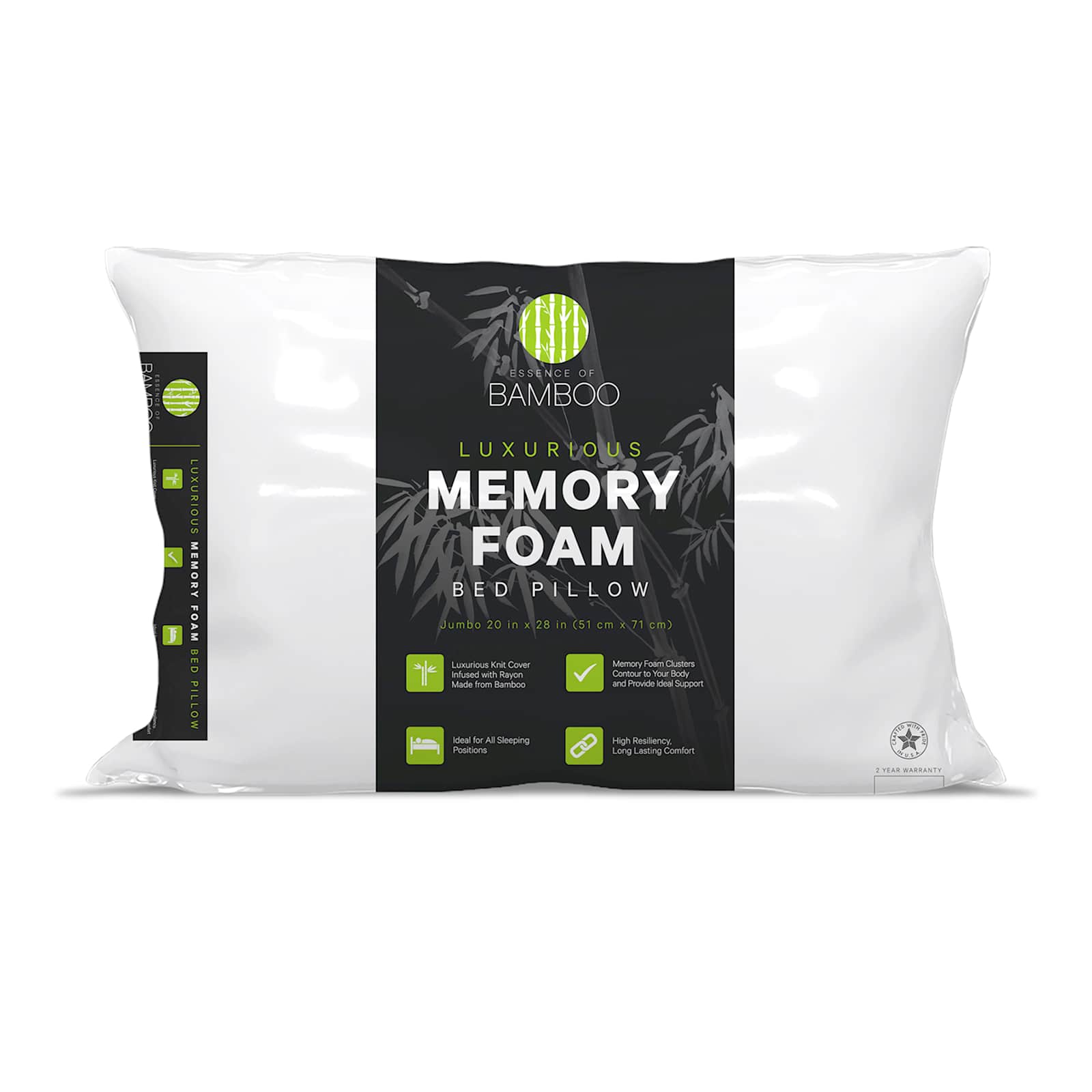 Bamboo Memory Foam Pillow, Standard/Queen