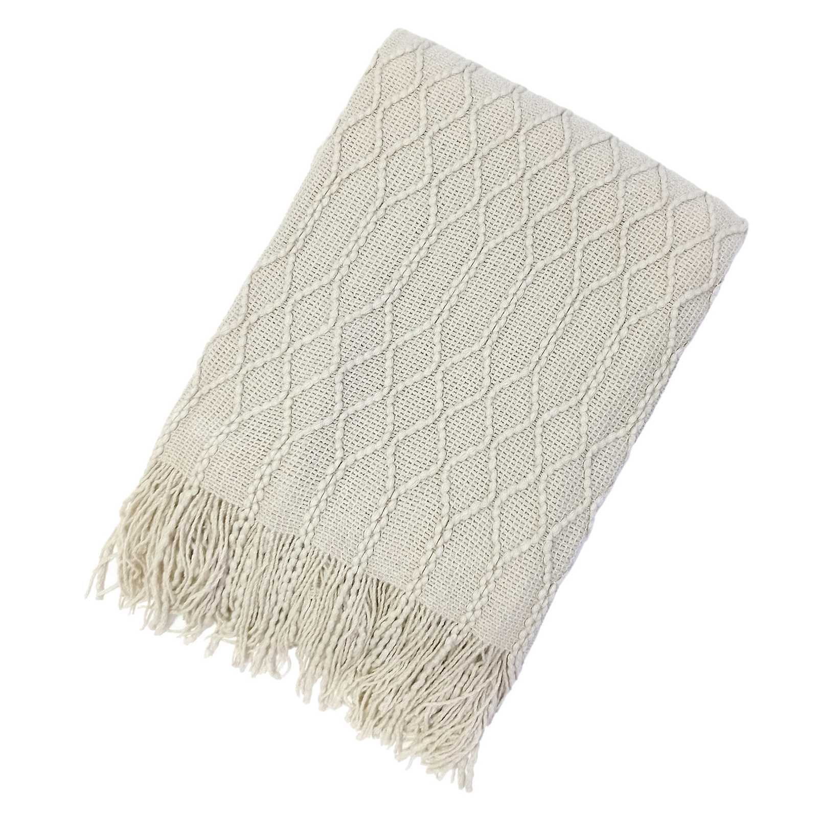 Beverly Ivory Throw Blanket, 50x60