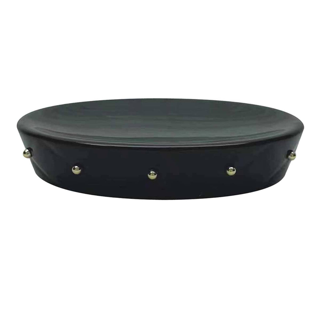 Black & Gold Quilted Ceramic Stud Soap Dish