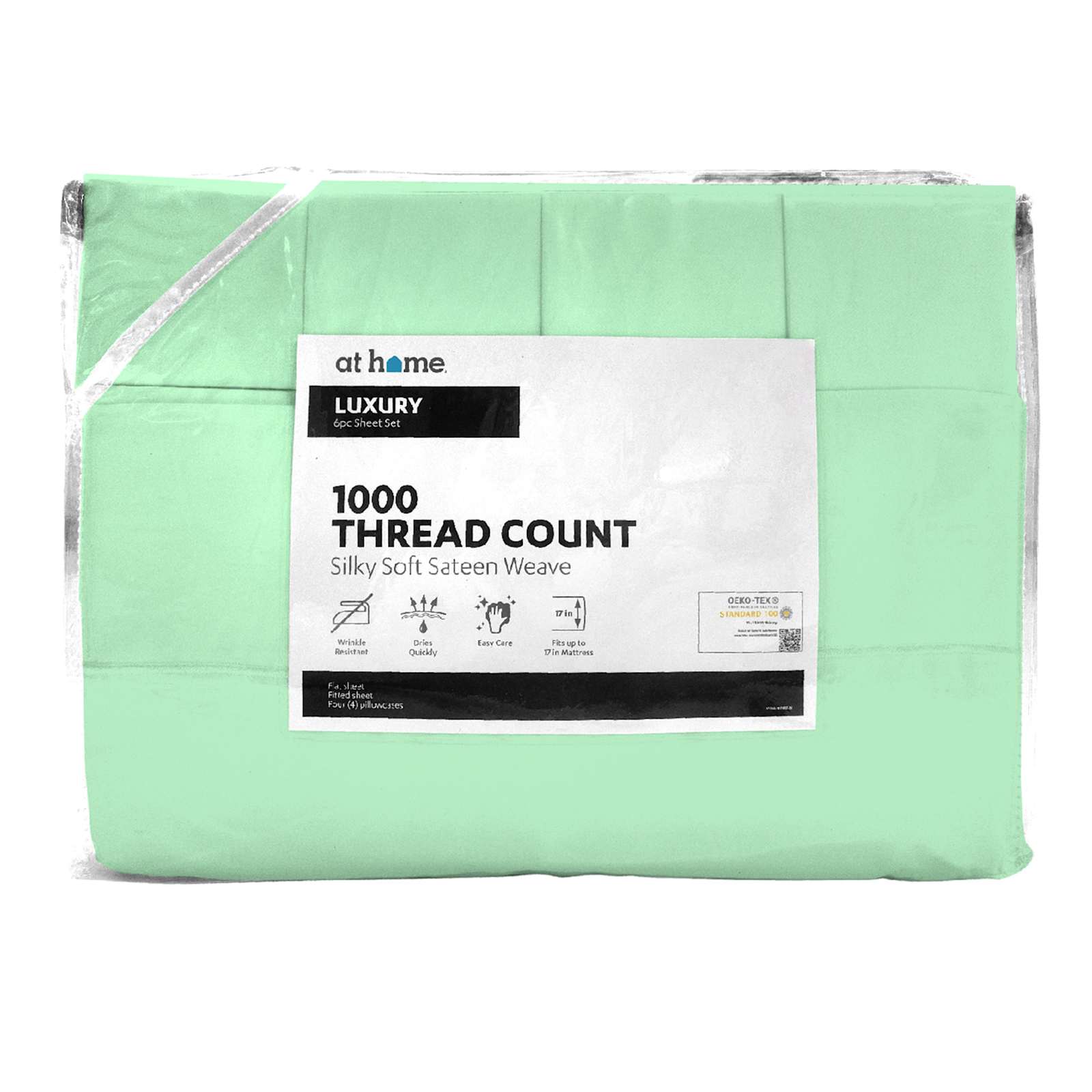 6-Piece Green 1000 Thread Count Sateen Sheet Set, King