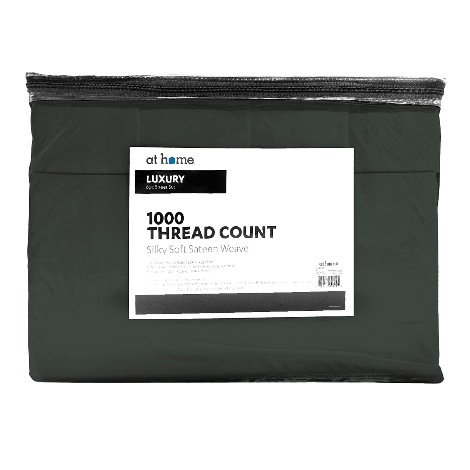 6-Piece Charcoal Grey 1000 Thread Count Luxury Sateen Sheet Set, Queen