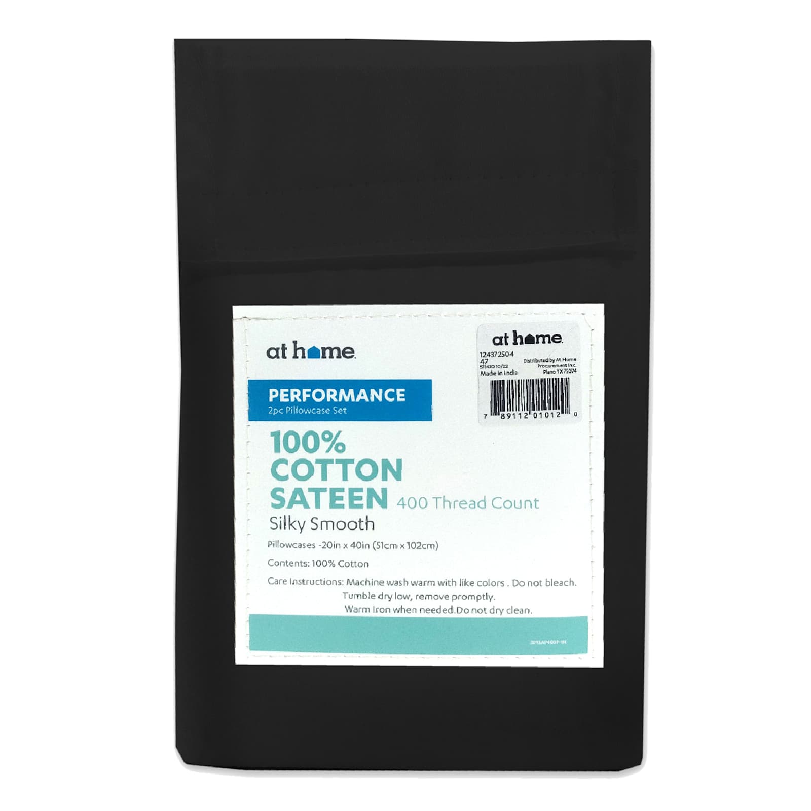 2-Piece Black 400 Thread Count Cotton Performance Pillowcase Set
