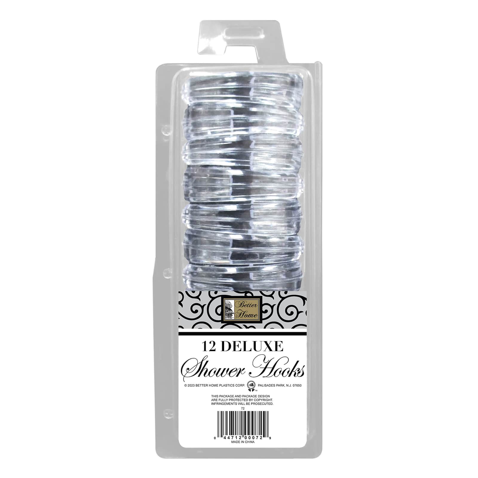 12-Piece Clear Plastic Shower Hooks