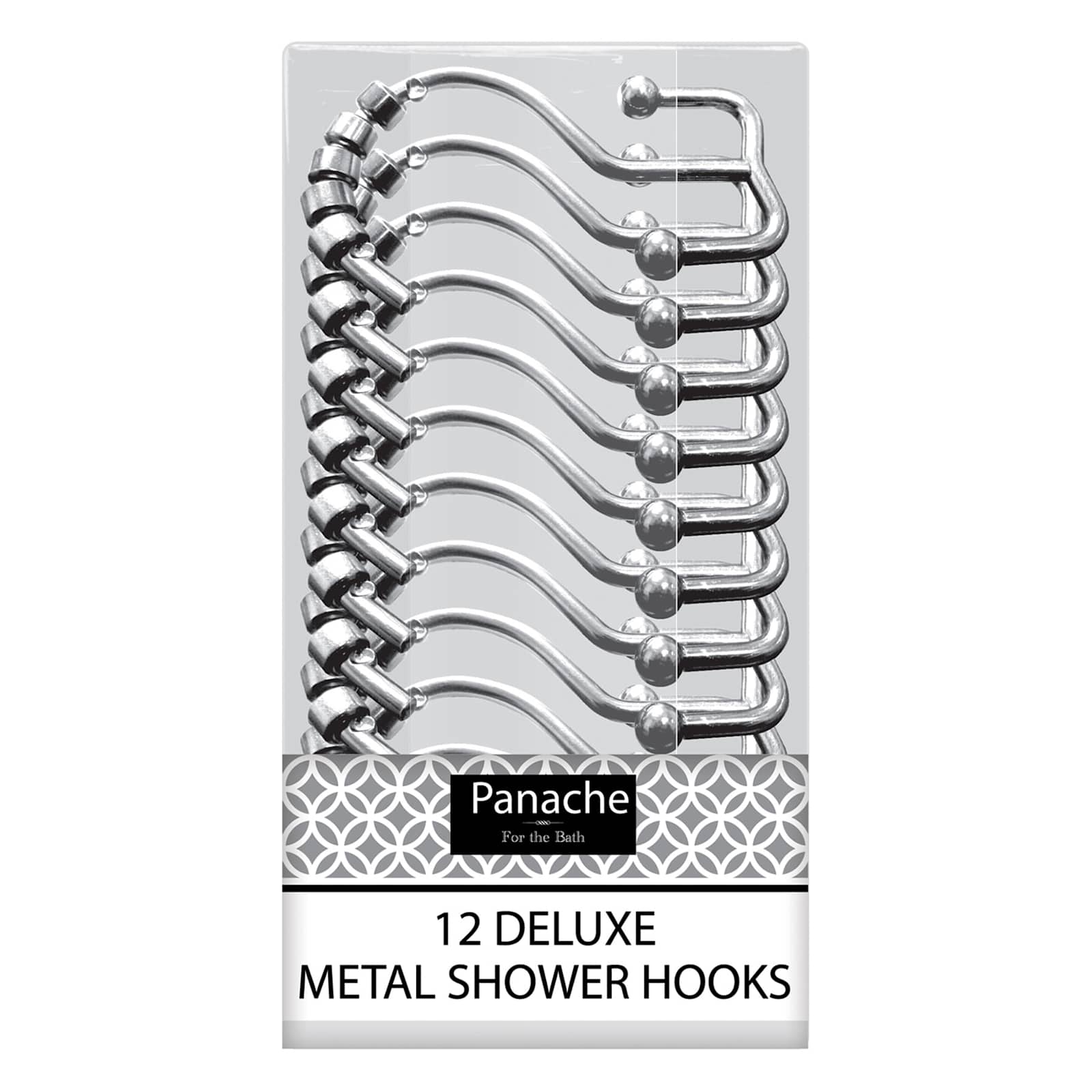 12-Pack Chrome Double Roller Shower Hooks