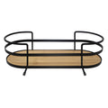 Black Metal & Bamboo Vanity Tray
