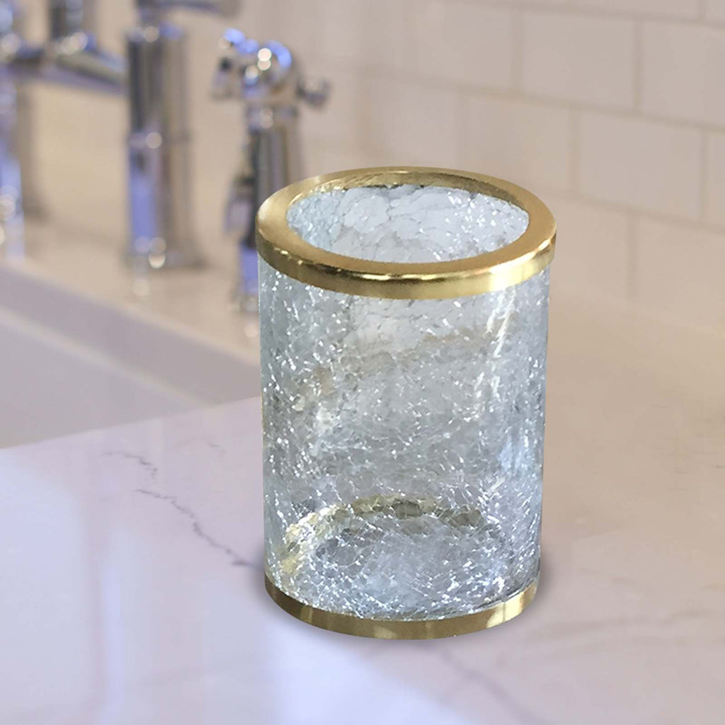Gold Glass Metal Tumbler, 4.3"