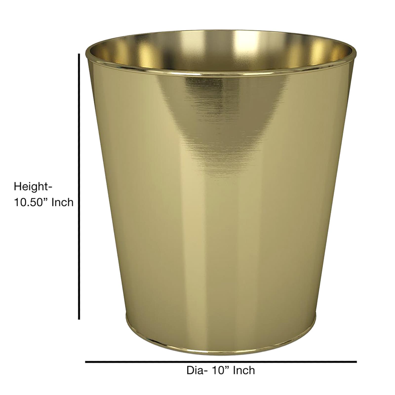 Gold Metal Wastebasket, 10"