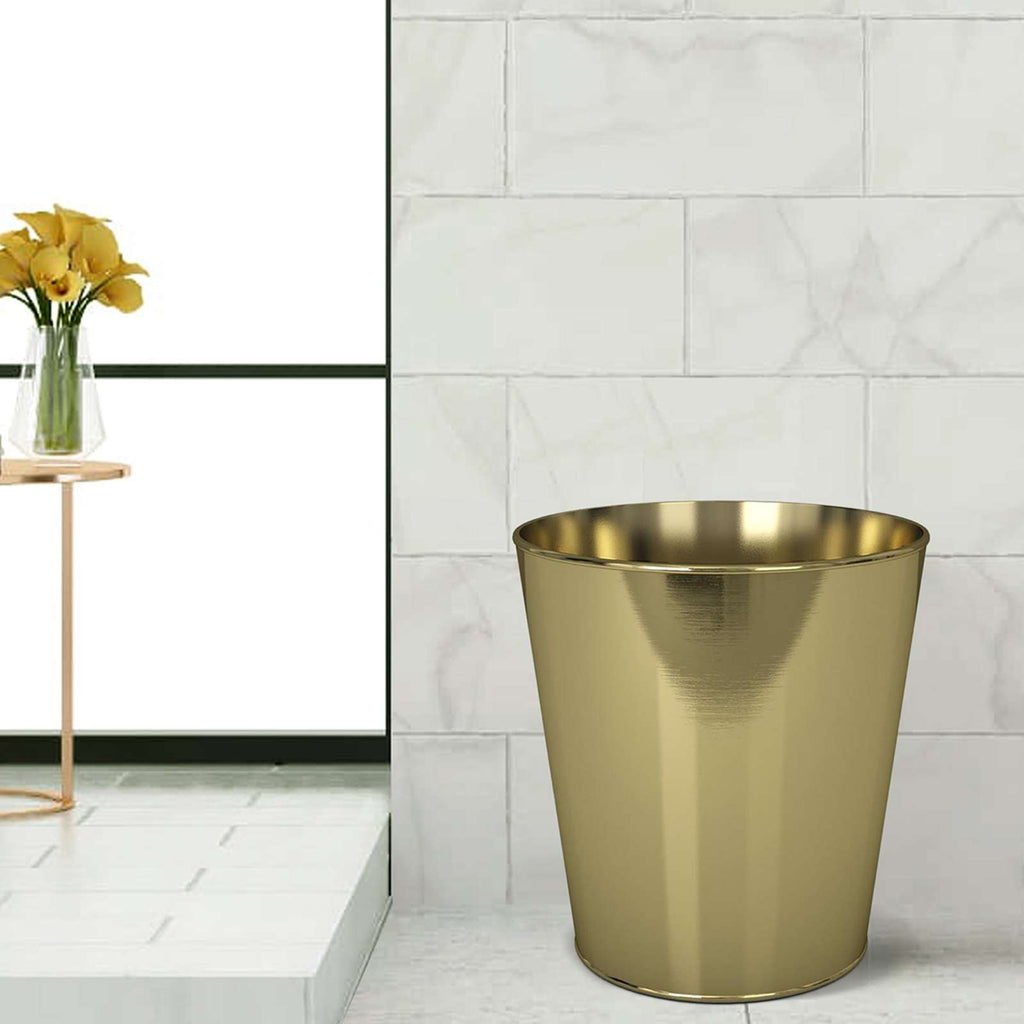 Gold Metal Wastebasket, 10"
