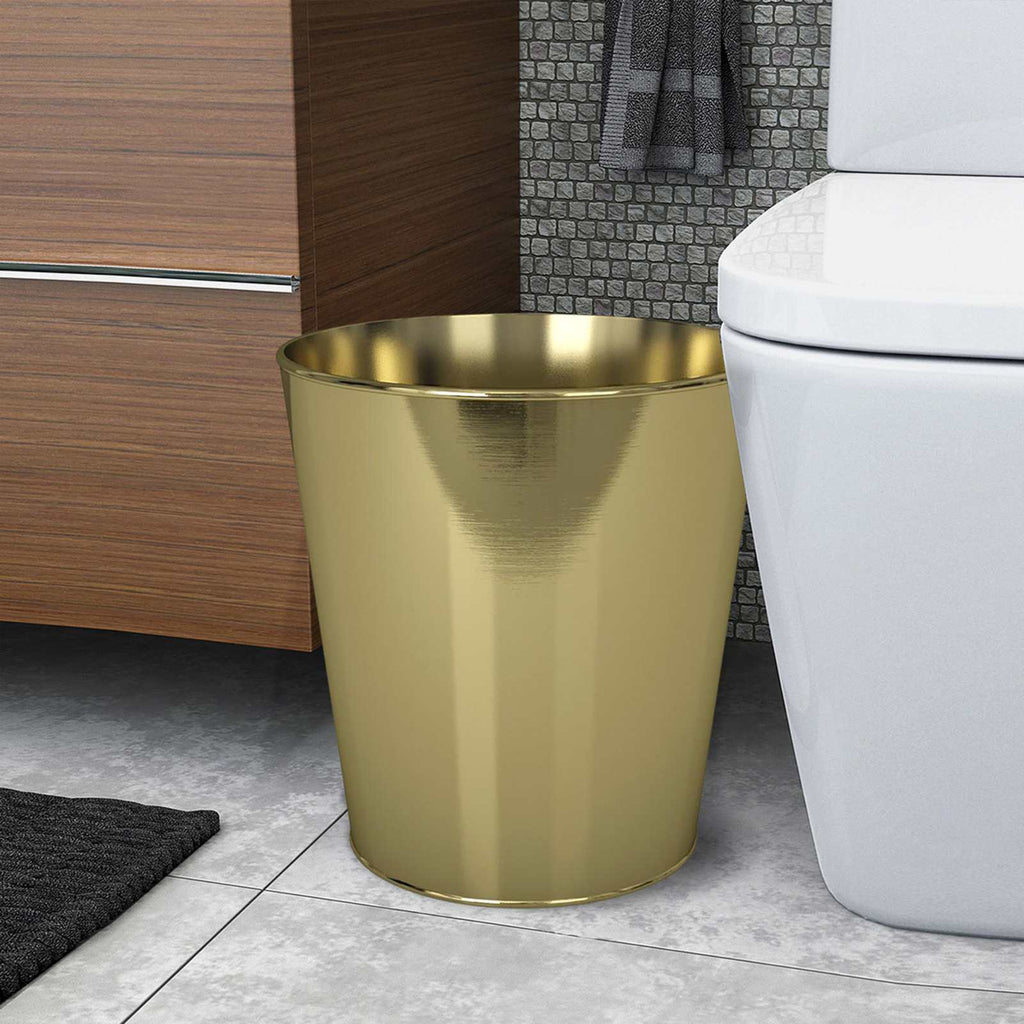Gold Metal Wastebasket, 10"