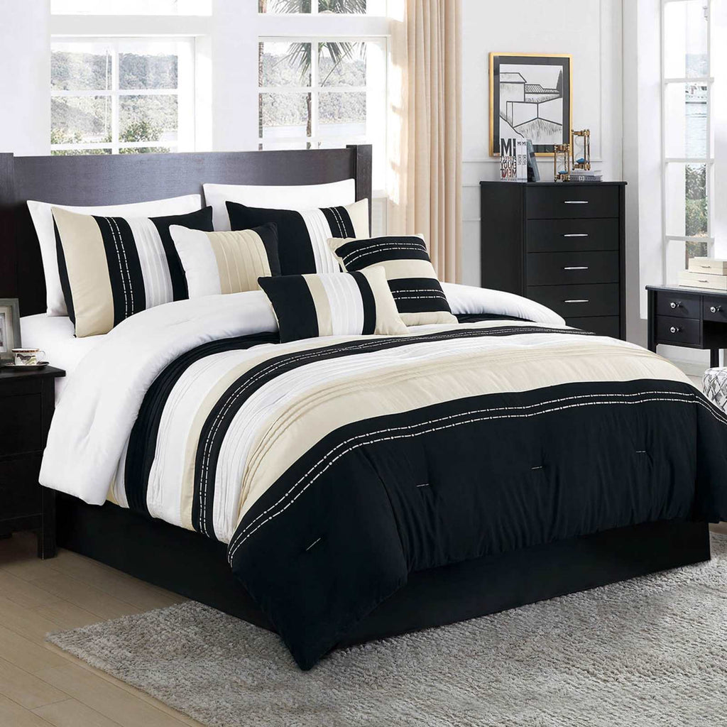 7-Piece Jasper Multicolor Striped Comforter Set