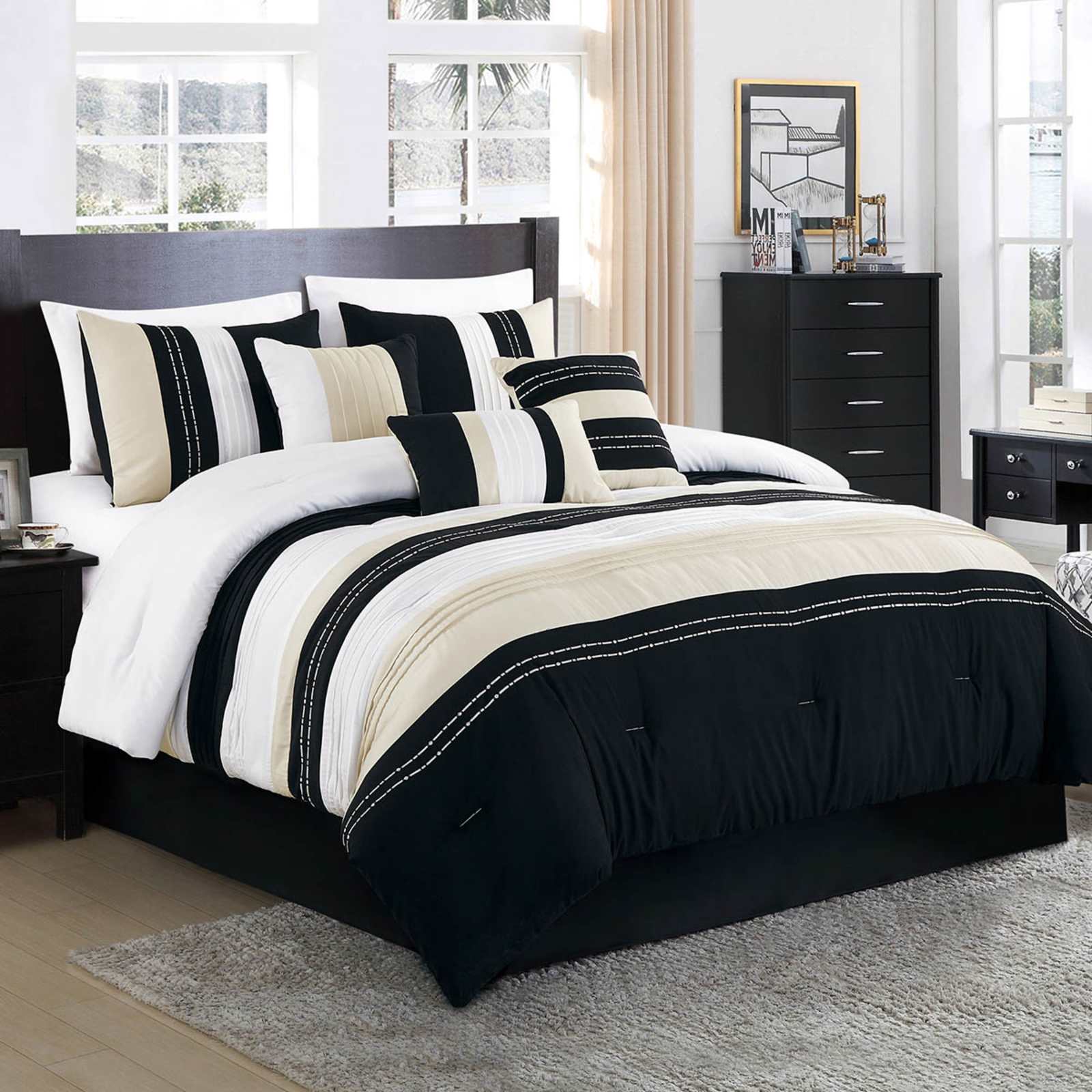 7-Piece Jasper Multicolor Striped Comforter Set