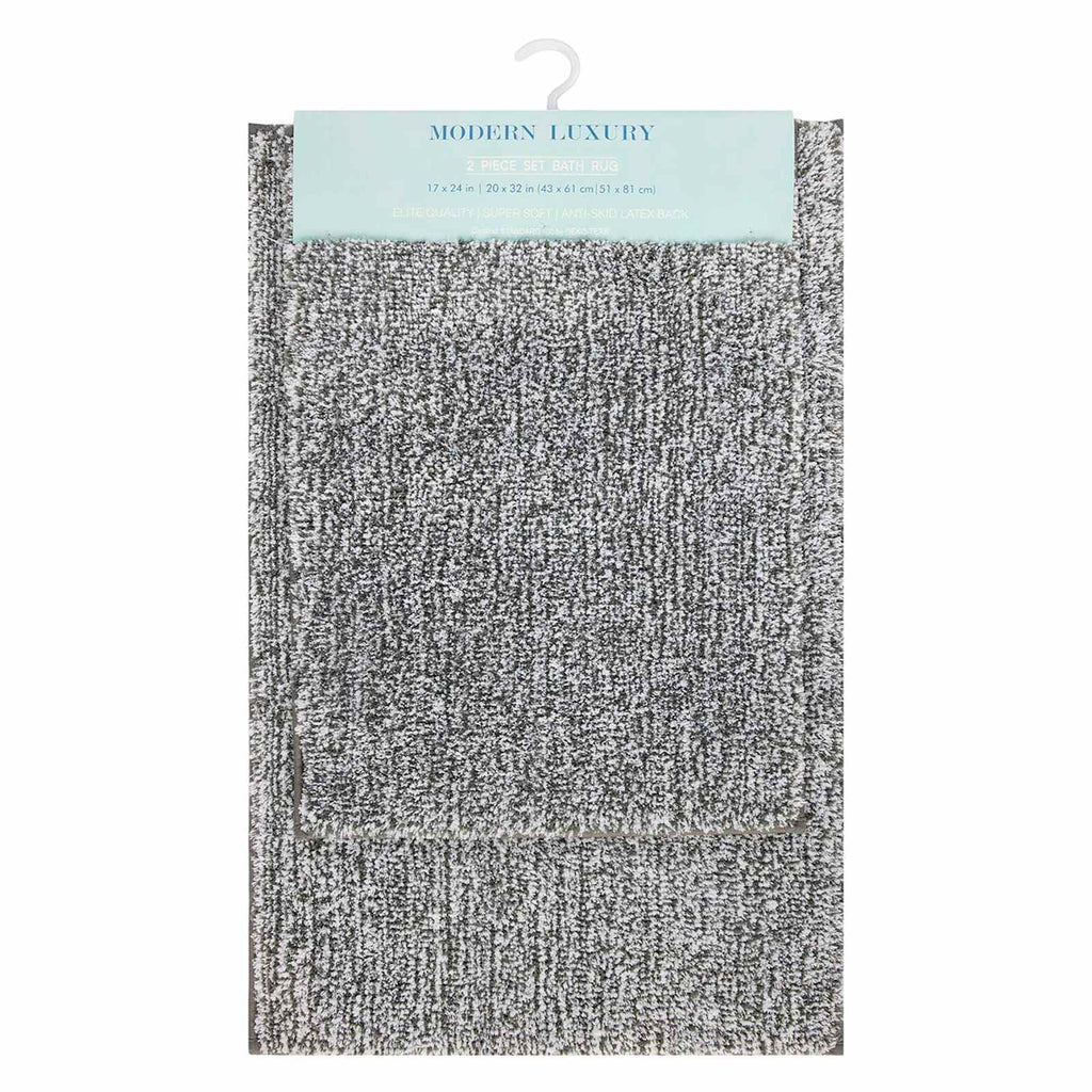 2-Piece Dark Grey Tufted Bath Rug Set