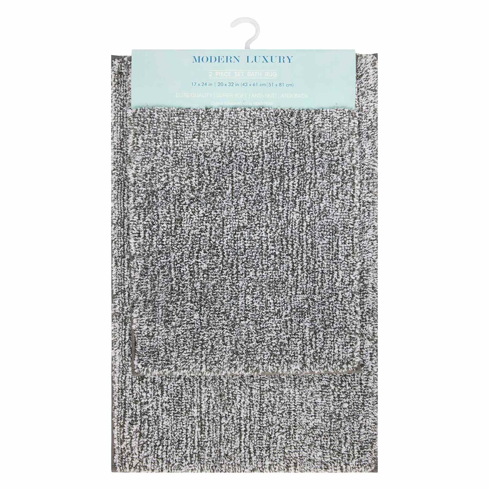 2-Piece Dark Grey Tufted Bath Rug Set