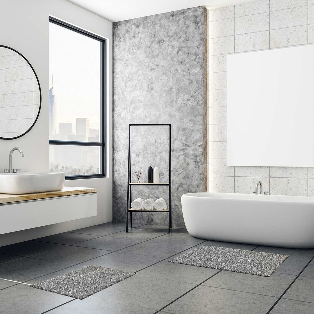 2-Piece Dark Grey Tufted Bath Rug Set