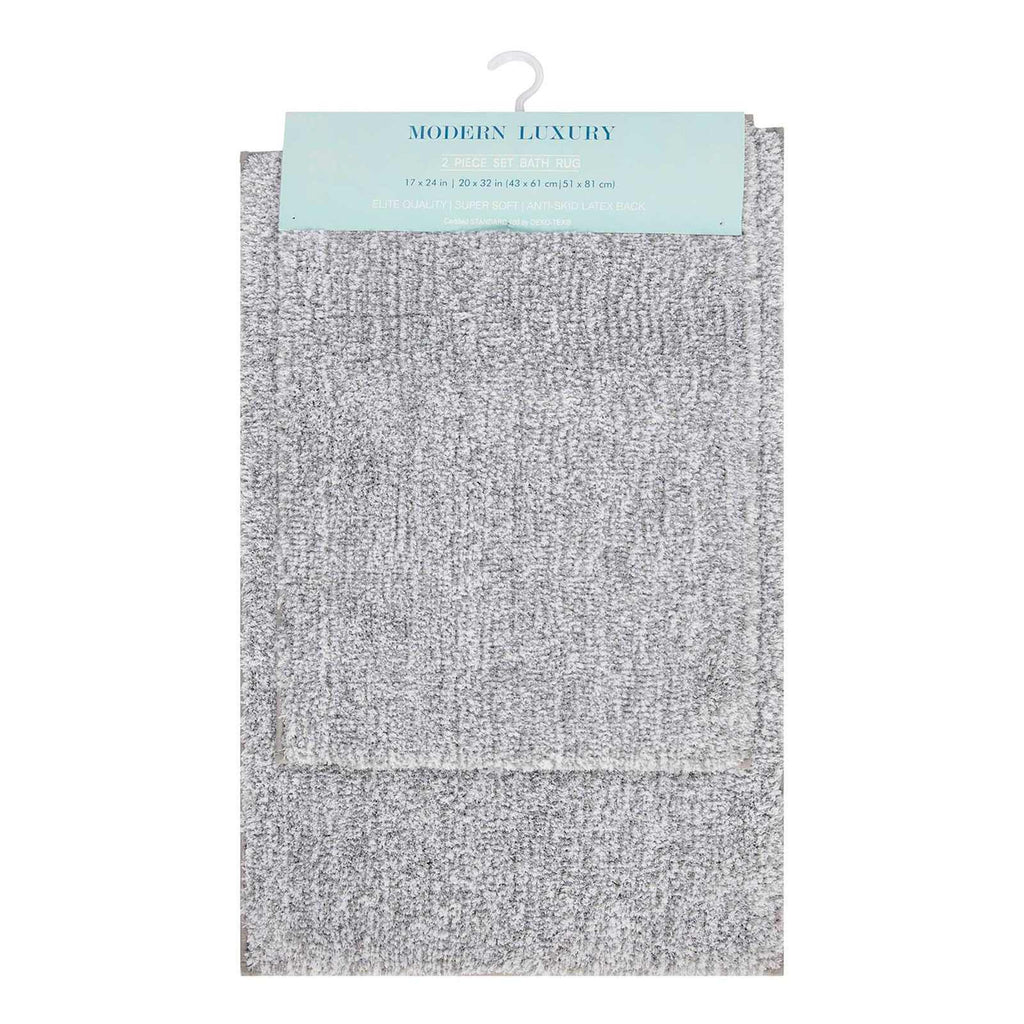 2-Piece Grey & White Tufted Bath Rug Set