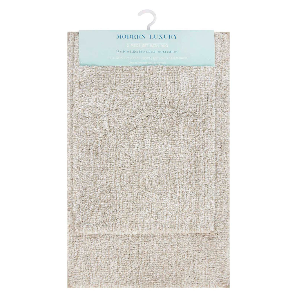 2-Piece Natural & White Tufted Bath Rug Set