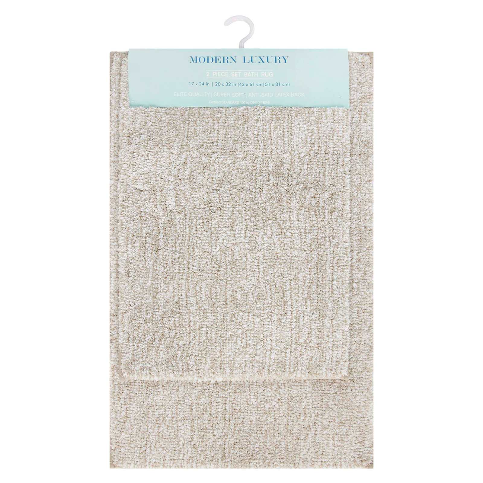 2-Piece Natural & White Tufted Bath Rug Set