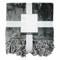Grey Fringe Throw Blanket, 50x60