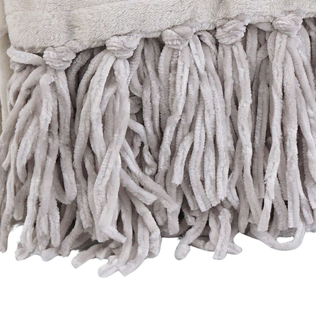 Light Grey Fringe Throw Blanket, 50x60