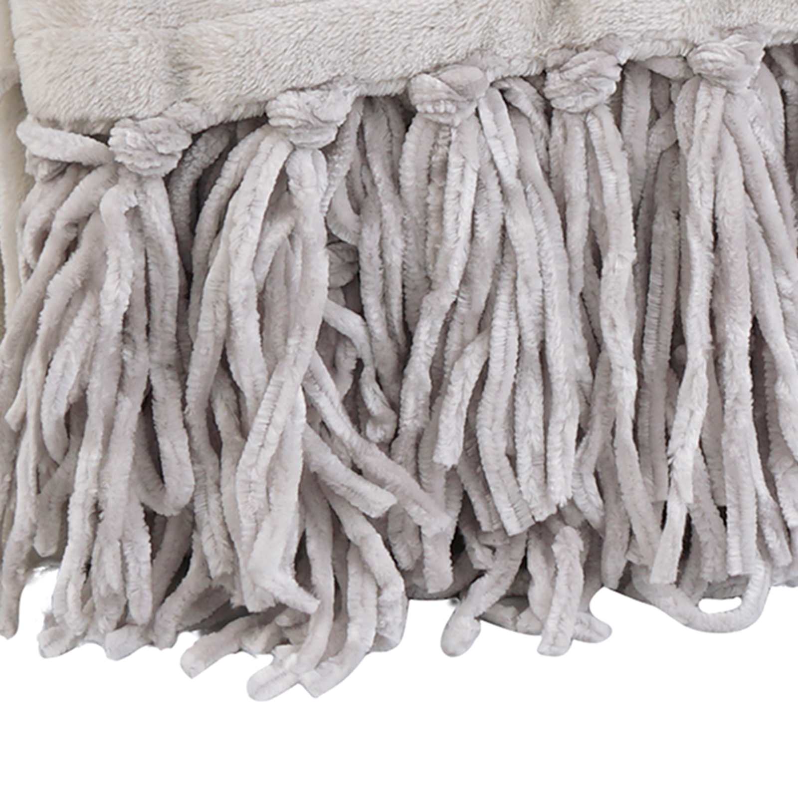 Light Grey Fringe Throw Blanket, 50x60