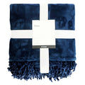 Navy Blue Fringe Throw Blanket, 50x60