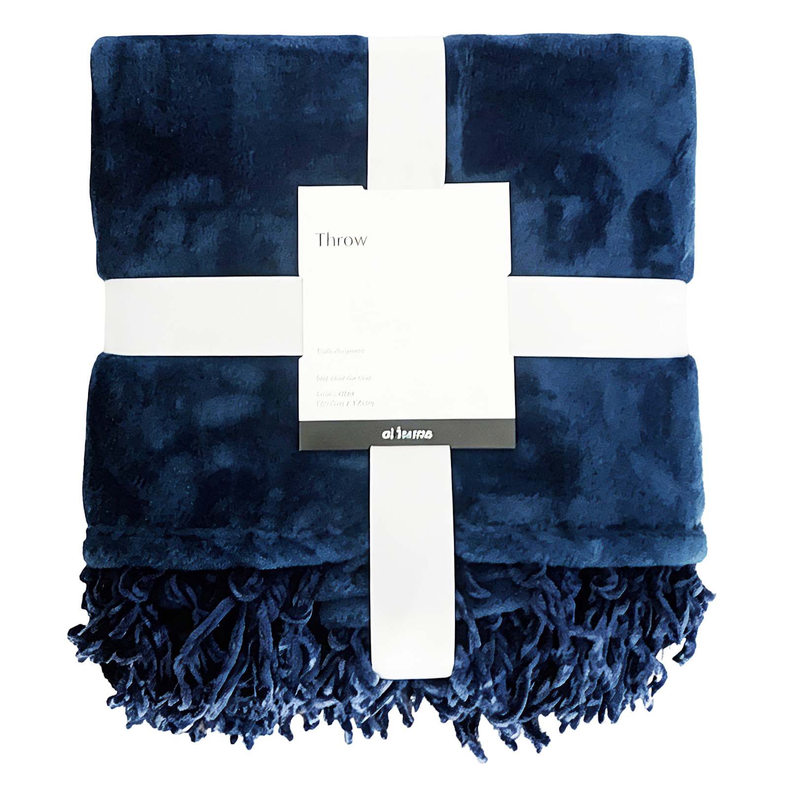 Navy Blue Fringe Throw Blanket, 50x60