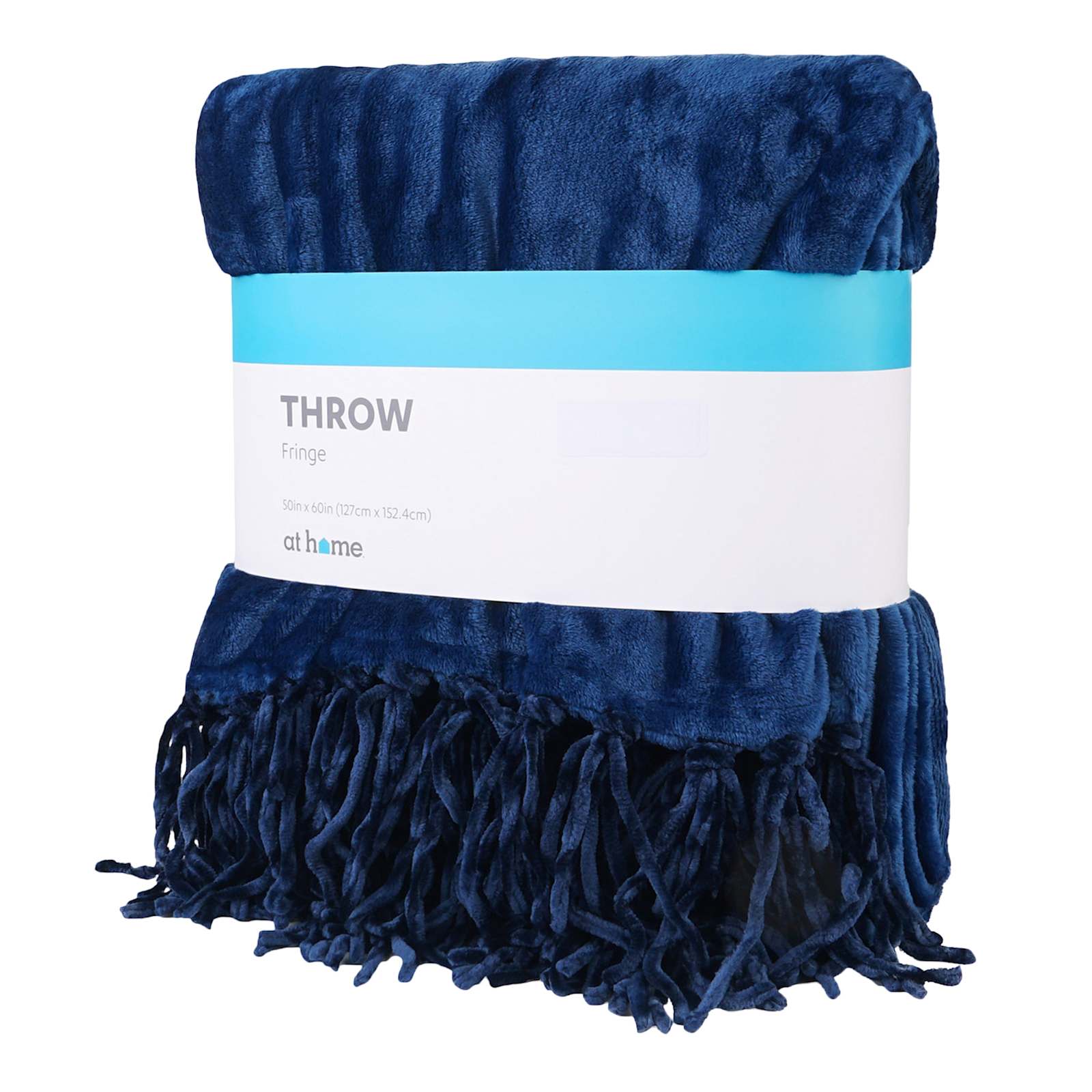 Navy Blue Fringe Throw Blanket, 50x60