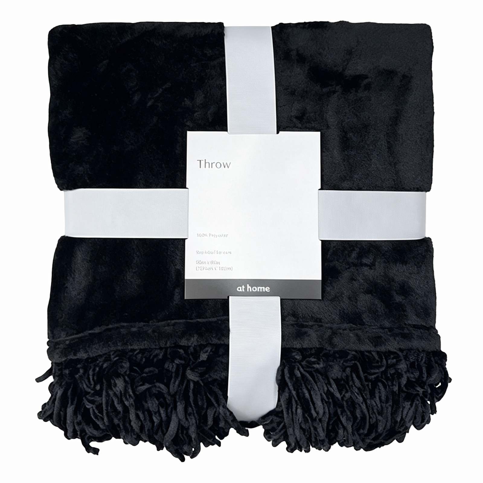 Black Fringe Throw Blanket, 50x60