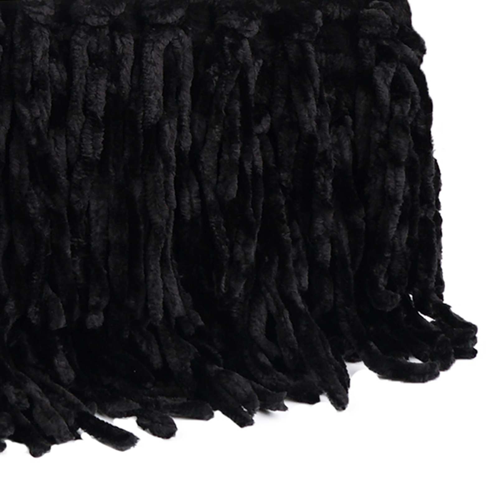 Black Fringe Throw Blanket, 50x60