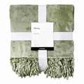 Light Green Fringe Throw Blanket, 50x60
