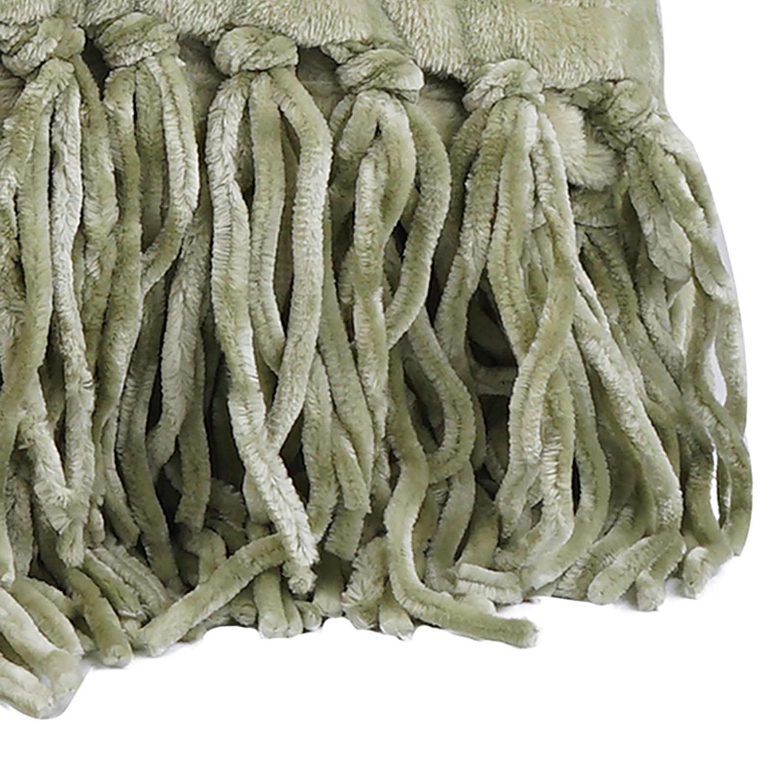 Light Green Fringe Throw Blanket, 50x60