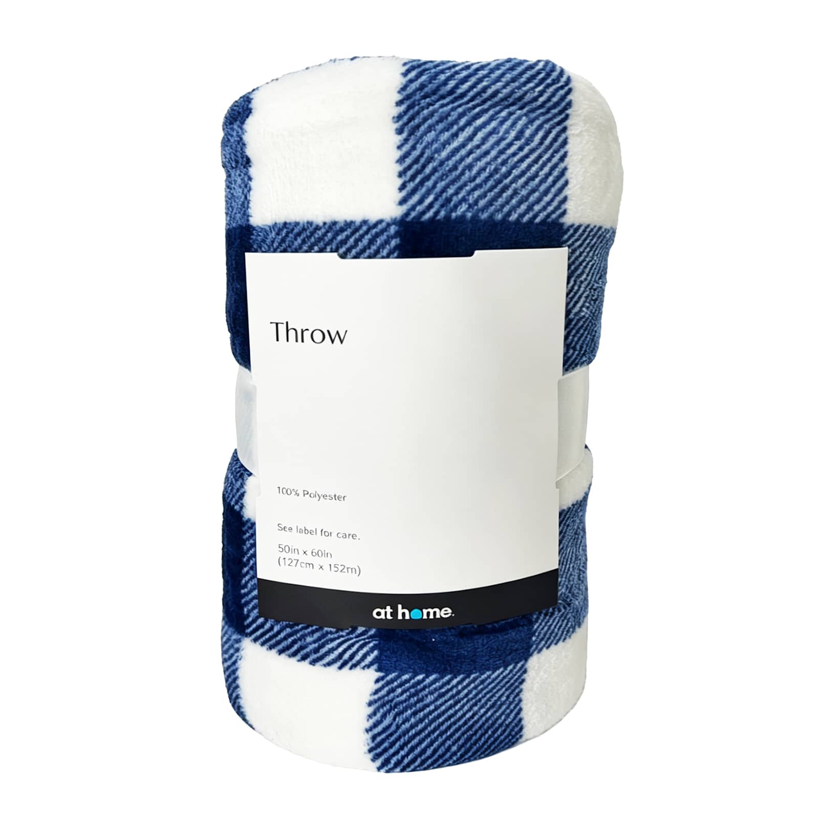 Navy Blue & White Buffalo Plaid Plush Throw Blanket, 50x60