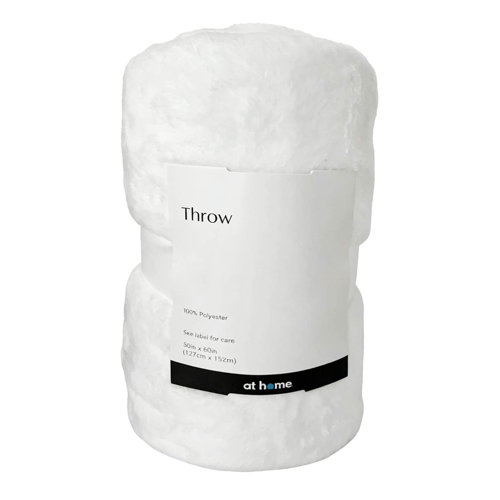 White Microfiber Plush Throw Blanket, 50x60