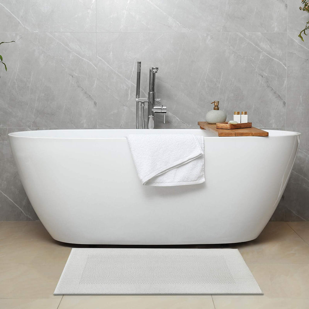 White Waffle Border Memory Foam Cotton Bath Rug, 20x30