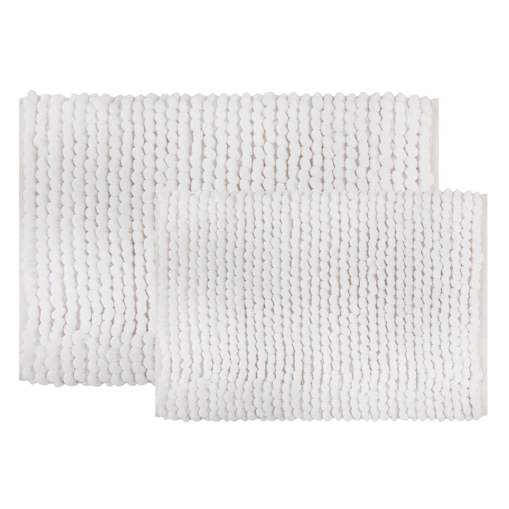 2-Pack White Loop Bath Rug Set, 17x24 & 20x30