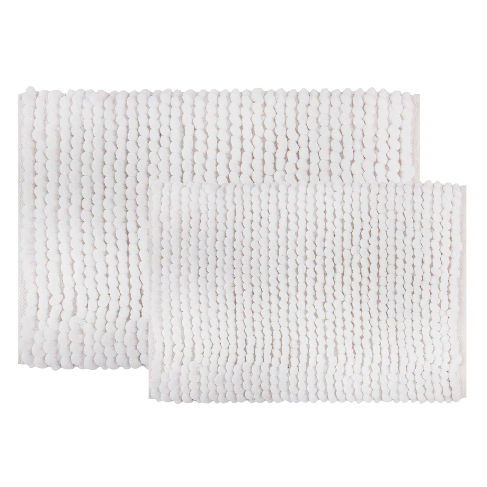 2-Pack White Loop Bath Rug Set, 17x24 & 20x30