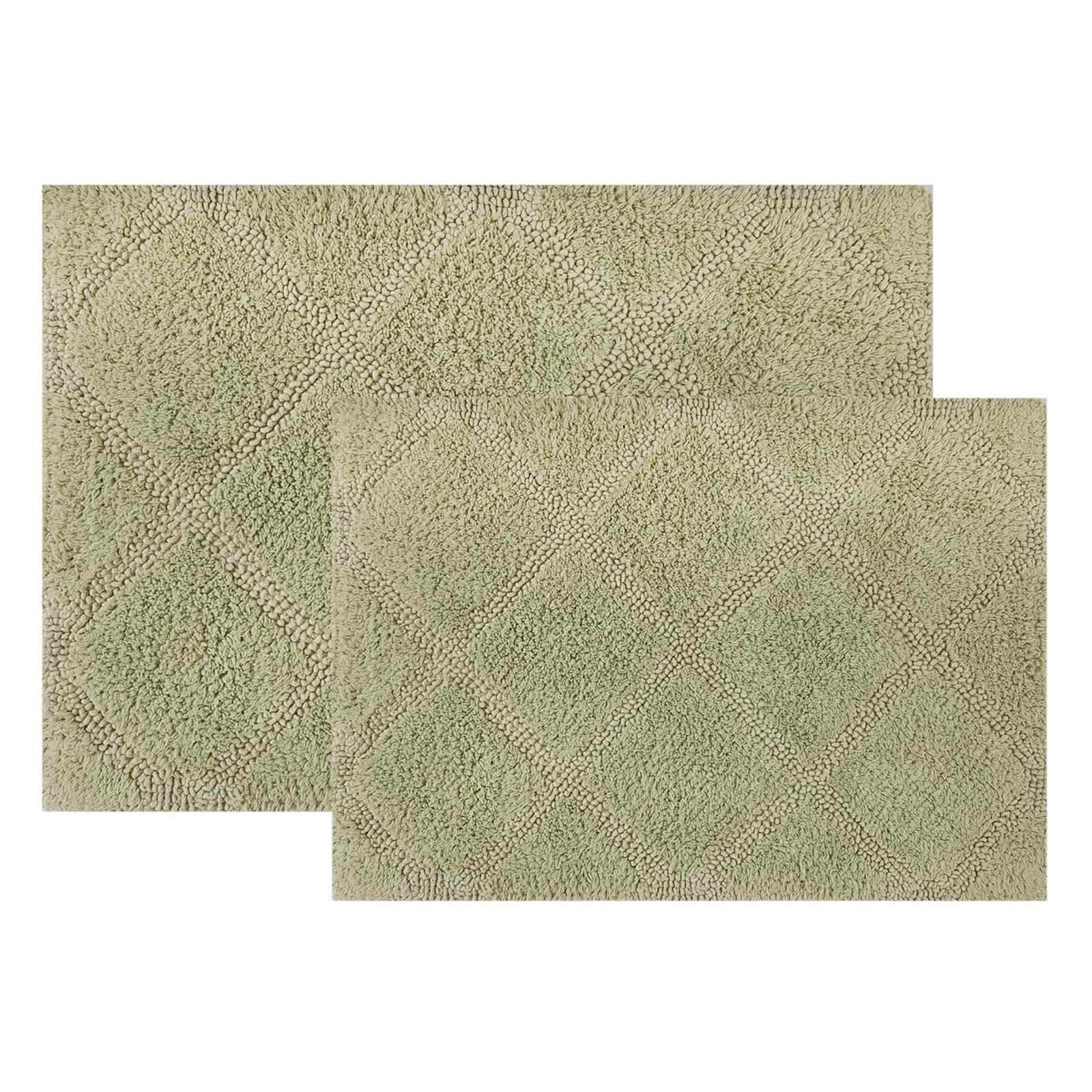 2-Pack Green Diamond Bath Rug Set, 17x24 & 20x32