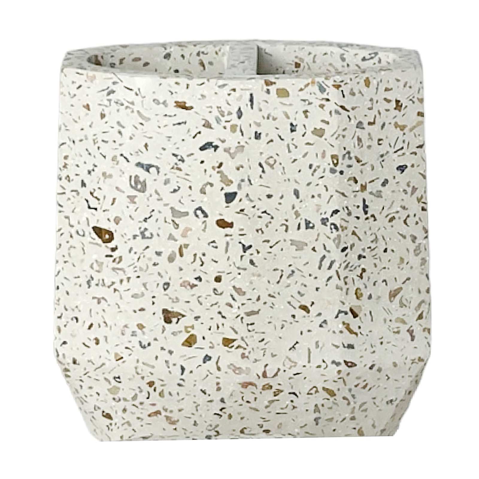 Mica White Terrazzo Cement Toothbrush Holder, 4.4"