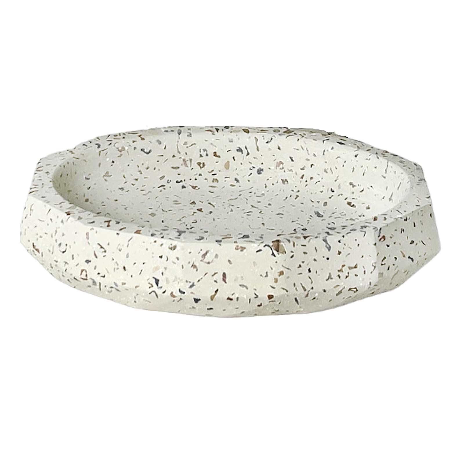 Mica White Terrazzo Cement Soap Dish, 5.5"