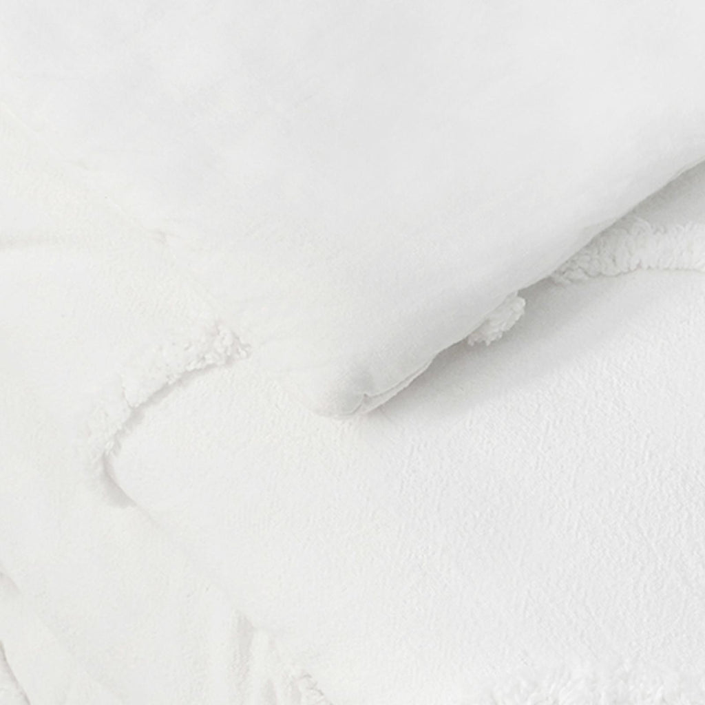3-Piece White Tufted Comforter Set
