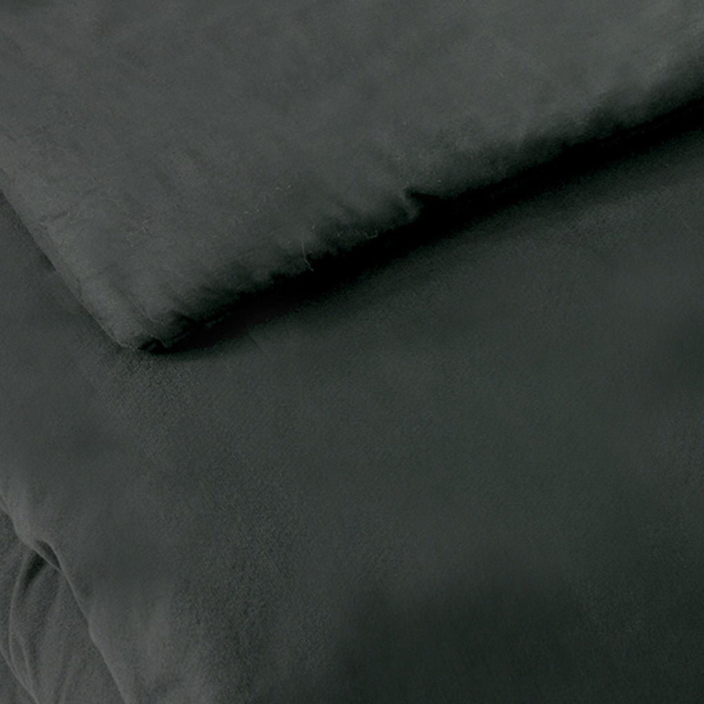 3-Piece Black Cotton Textured Comforter Set, Full/Queen